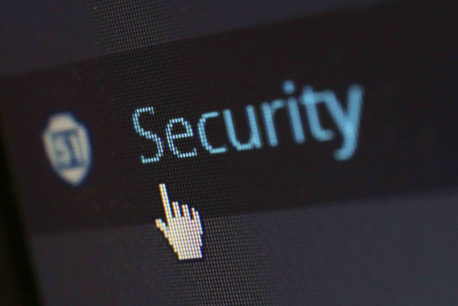 The word Security on a screen with a pointer
